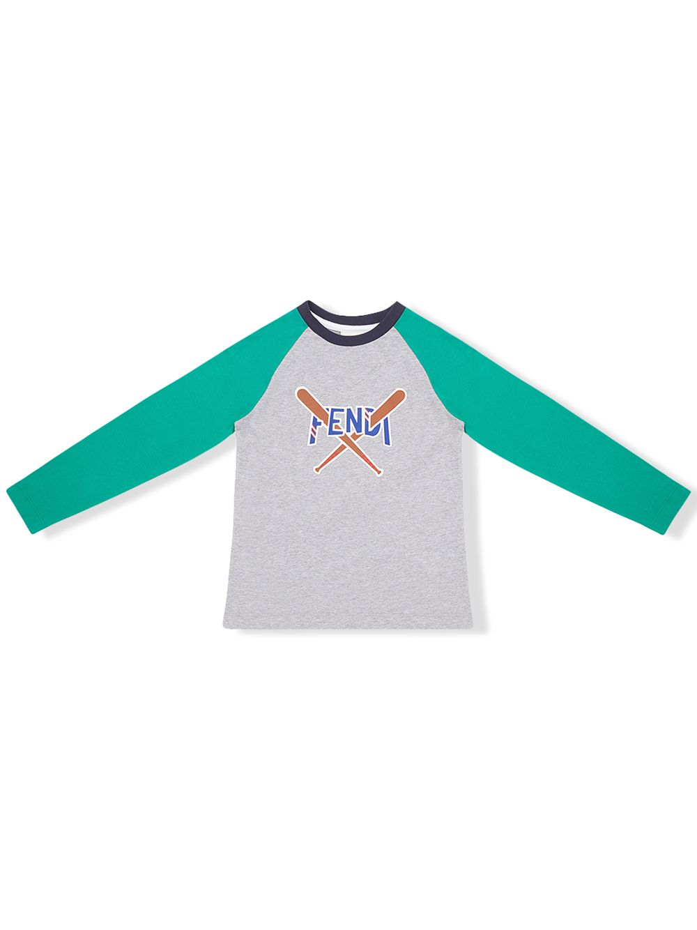 Fendi Kids' Baseball Bat And Logo Print T-shirt In Grey
