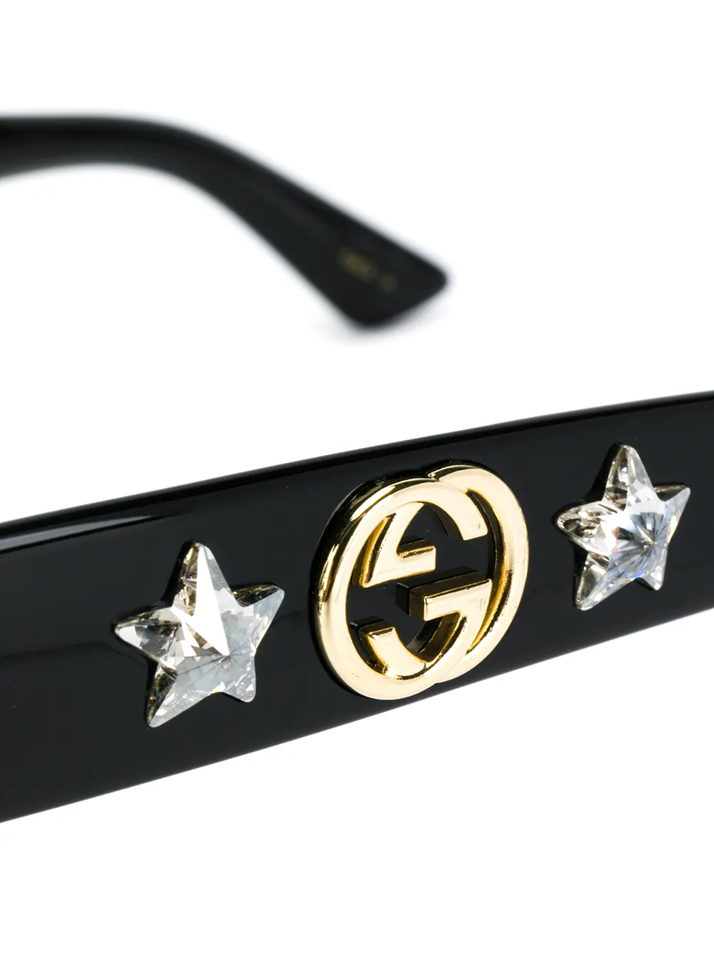 Gucci Eyewear round oversized star detail sunglasses Zwart