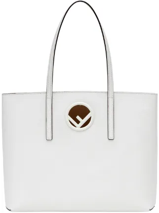 fendi f logo leather shopper tote