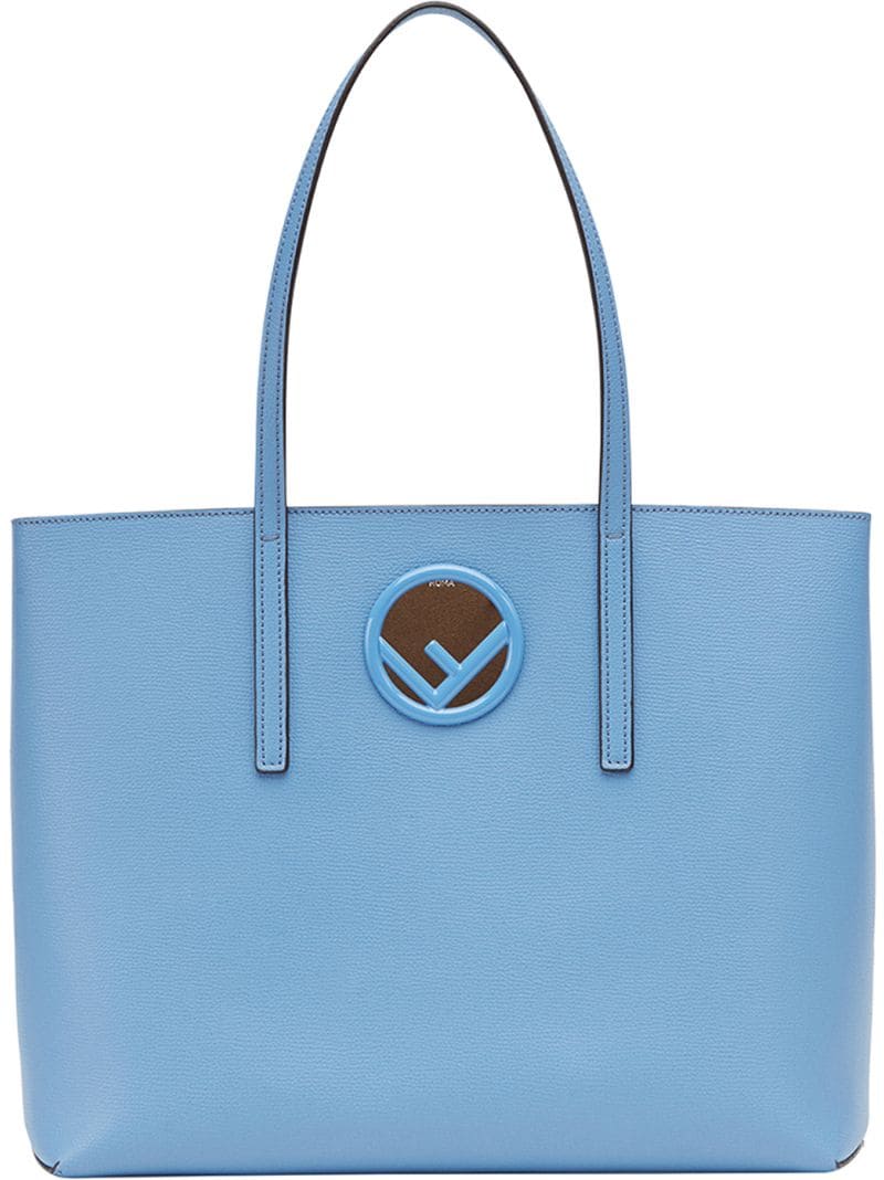 FENDI F LOGO CALF LEATHER SHOPPING TOTE BAG, SKY | ModeSens