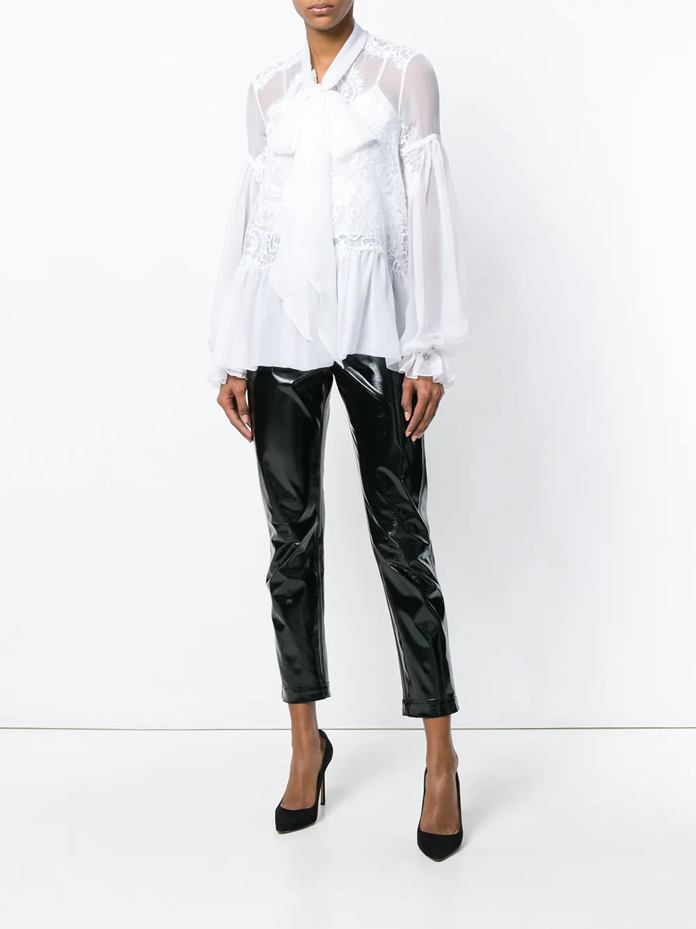 Givenchy met kant geborduurde wijde blouse - Wit