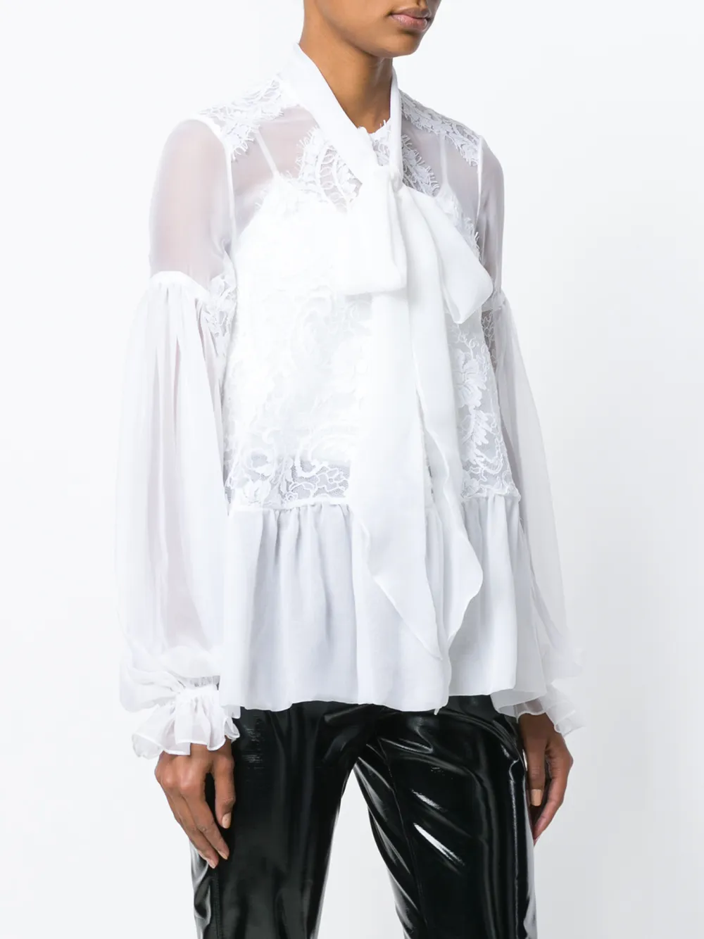 Givenchy met kant geborduurde wijde blouse Wit