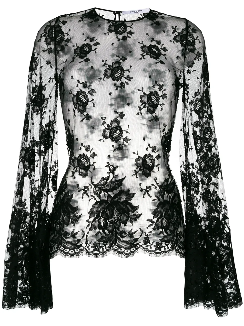 Givenchy transparante blouse met bloemen en kant Zwart