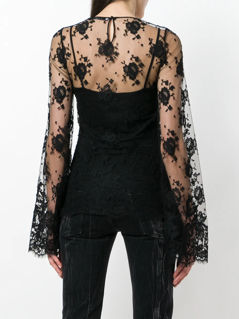 Givenchy transparante blouse met bloemen en kant Zwart