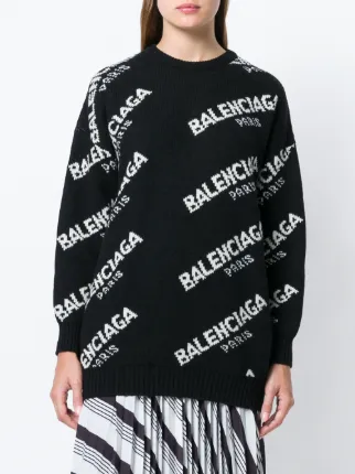 balenciaga jacquard logo crewneck sweater