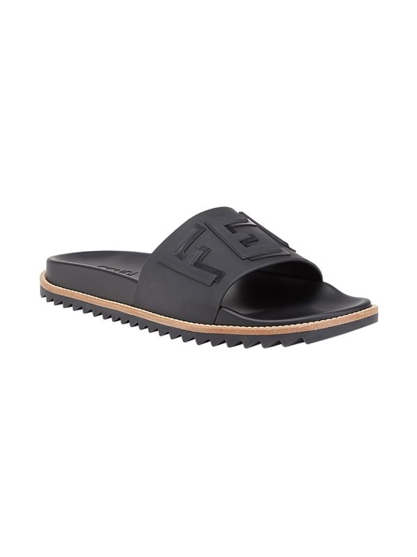 Fendi black logo-embossed slide sandals 