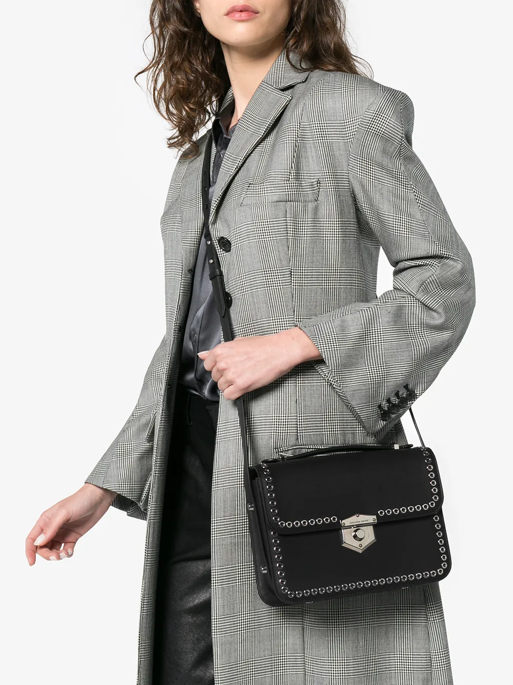 Alexander McQueen black medium eyelet leather box bag | Shoulder Bags | Image 2