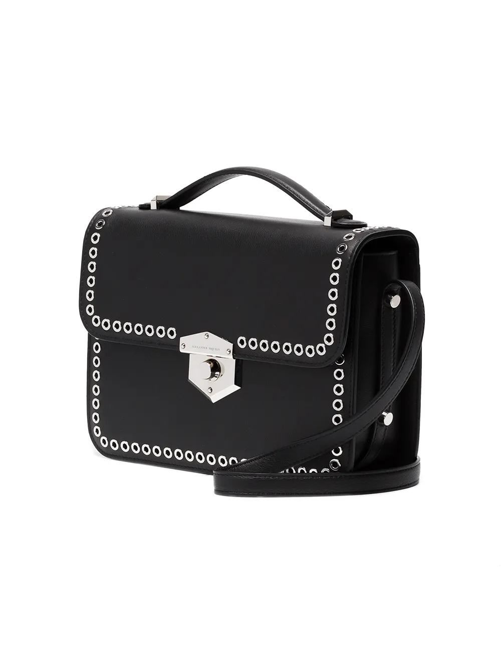 Alexander McQueen black medium eyelet leather box bag Zwart