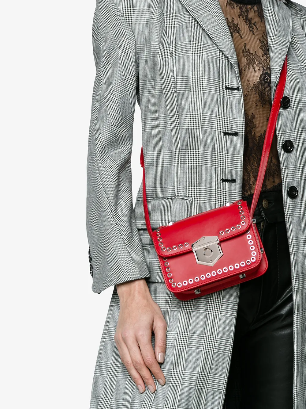  Alexander Mcqueen Mini Umhängetasche Mit ösen   Rot 