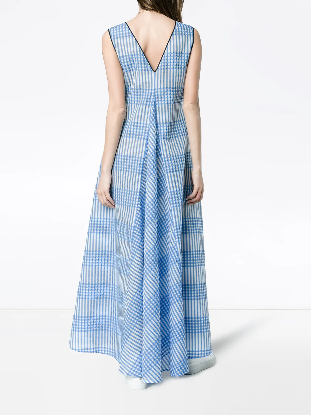 ganni charron checked dress