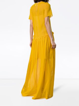 semi sheer ruffle long silk dress展示图