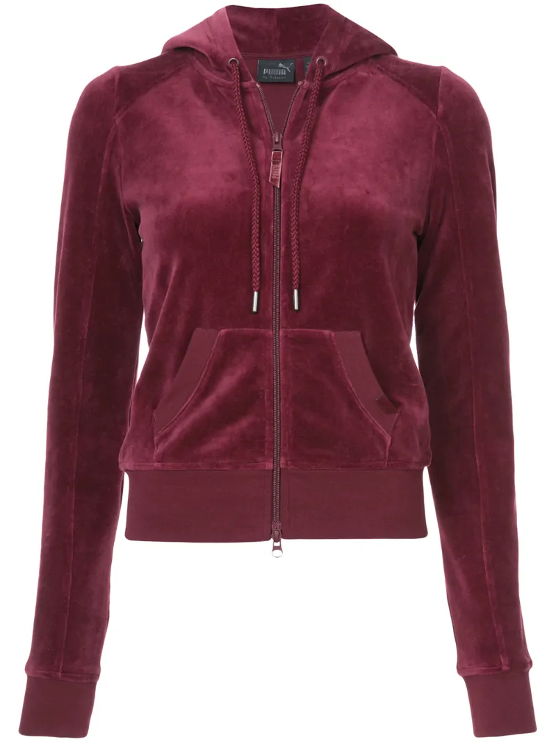 FENTY X PUMA Velour Fitted Zip-Up Track Jacket, Maroon | ModeSens