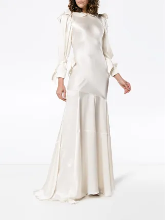 Simone Rocha Bow Long Sleeve Silk Bias Dress Farfetch Simone Rocha Bow Long Sleeve Silk Bias Dress