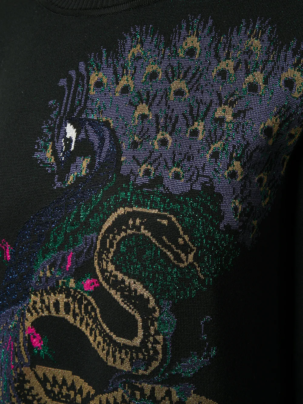 Roberto Cavalli longline peacock sweater Zwart