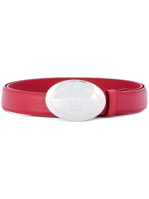 Prada oval engraved buckle belt