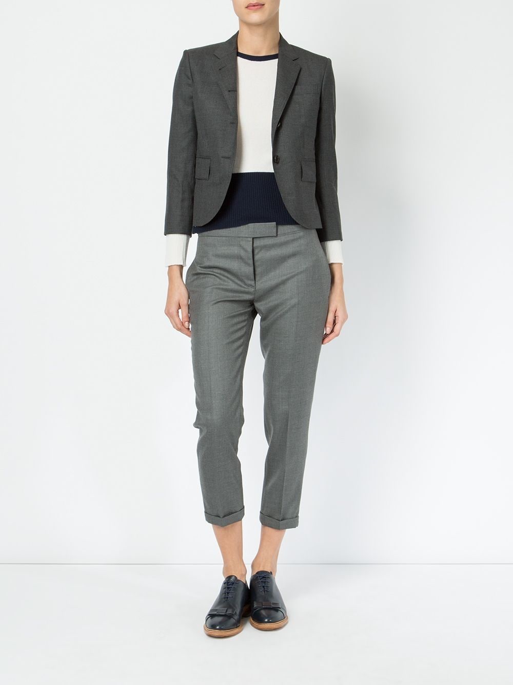 Shop Thom Browne Notched-lapel Single-breasted Blazer In Grey