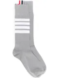 Thom Browne 4-Bar Mid-Calf Cotton Socks - Grey