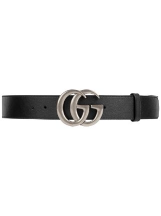 Gucci Men's Leather Belt with Silvertone Double-G Buckle