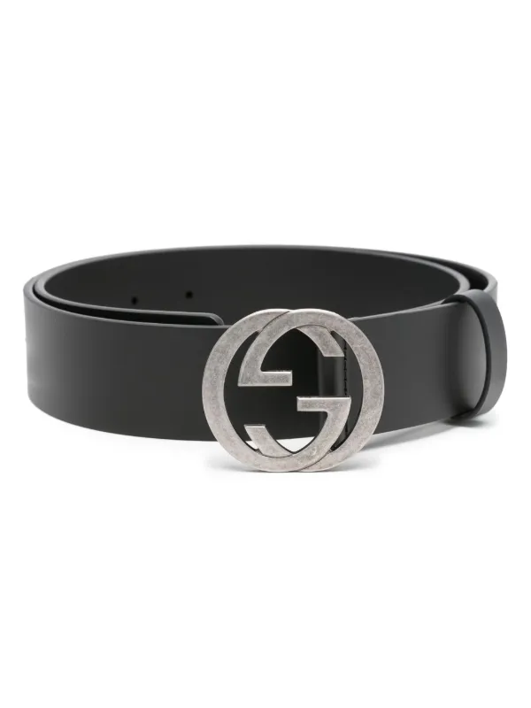 Gucci leather belt with interlocking g sale