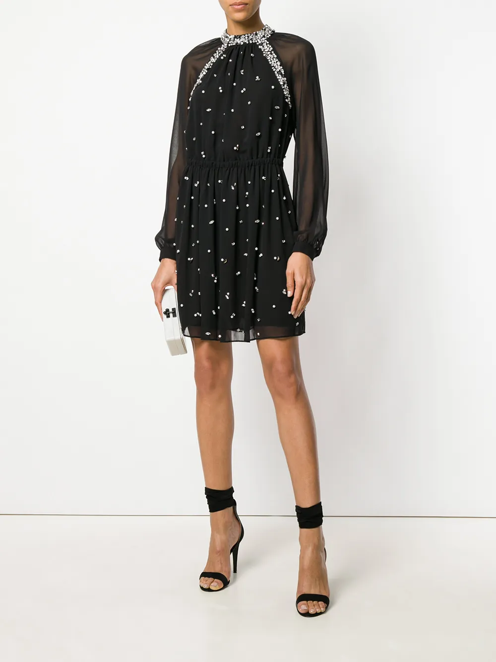 Imagen principal de producto de Michael Michael Kors vestido con aplique de perlas artificiales y cristal - Negro - MICHAEL Michael Kors