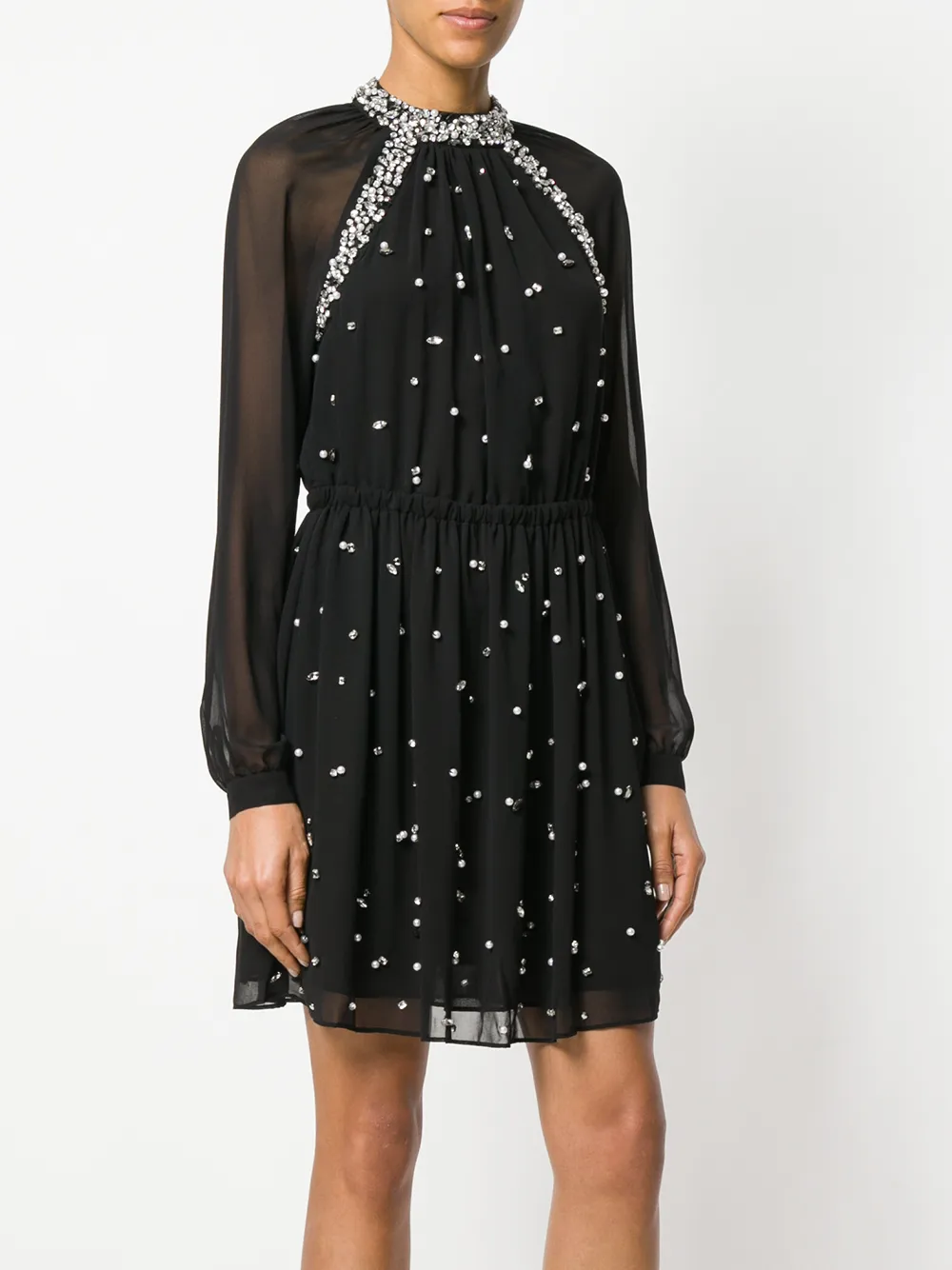 Imagen secundaria de producto de Michael Michael Kors vestido con aplique de perlas artificiales y cristal - Negro - MICHAEL Michael Kors