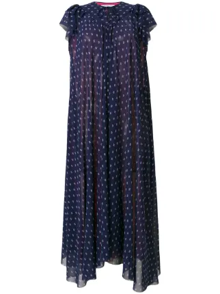 Flou V-neck Print Pleated Dress - Farfetch