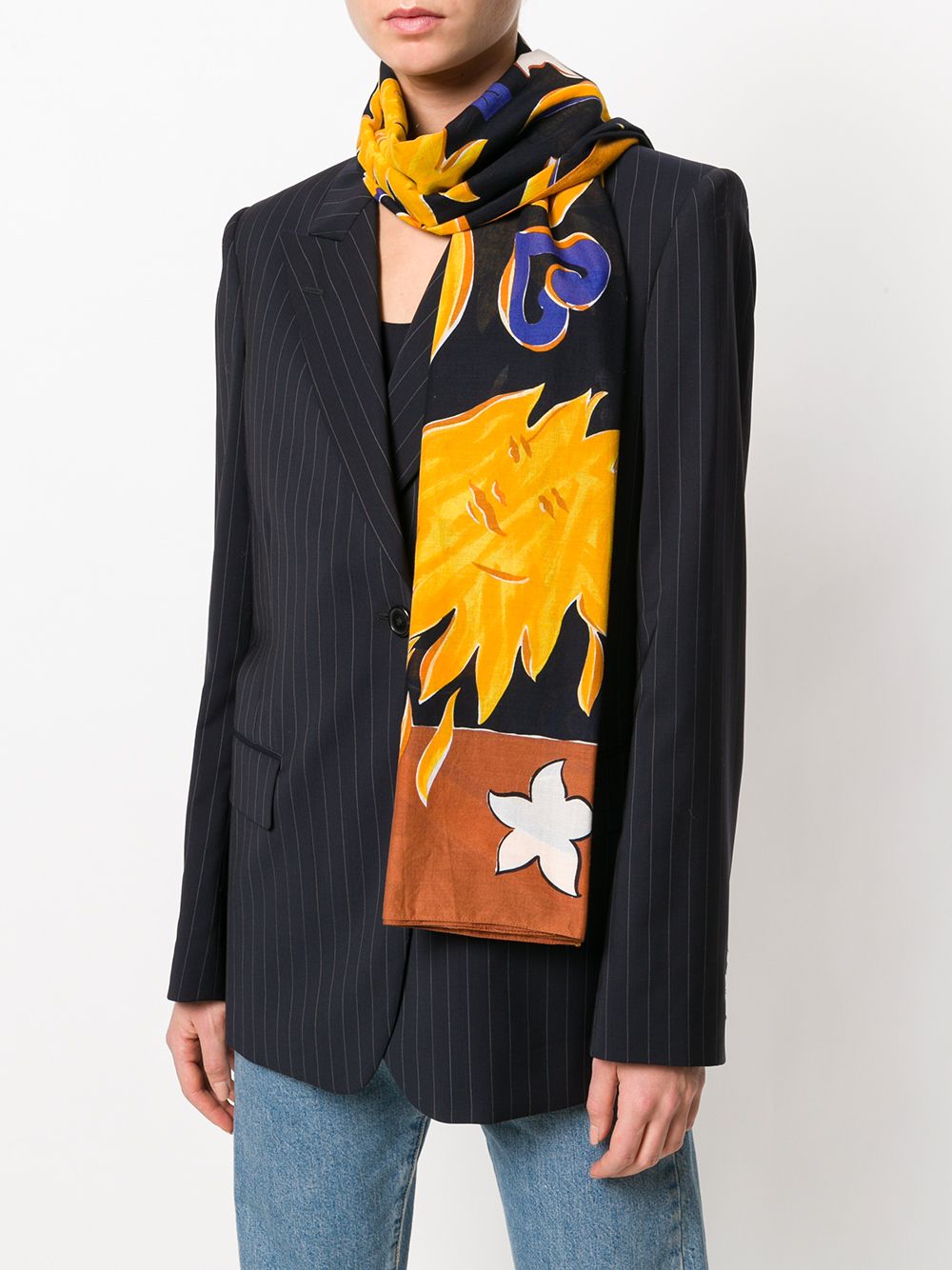 Pre-owned Saint Laurent Painterly-effect Printed Scarf In Multicolour