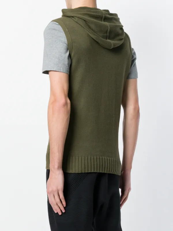 HELMUT LANGオリーブ色ジッパーベスト Helmut Lang Pre-Owned Hooded Knitted Vest | Green | FARFETCH