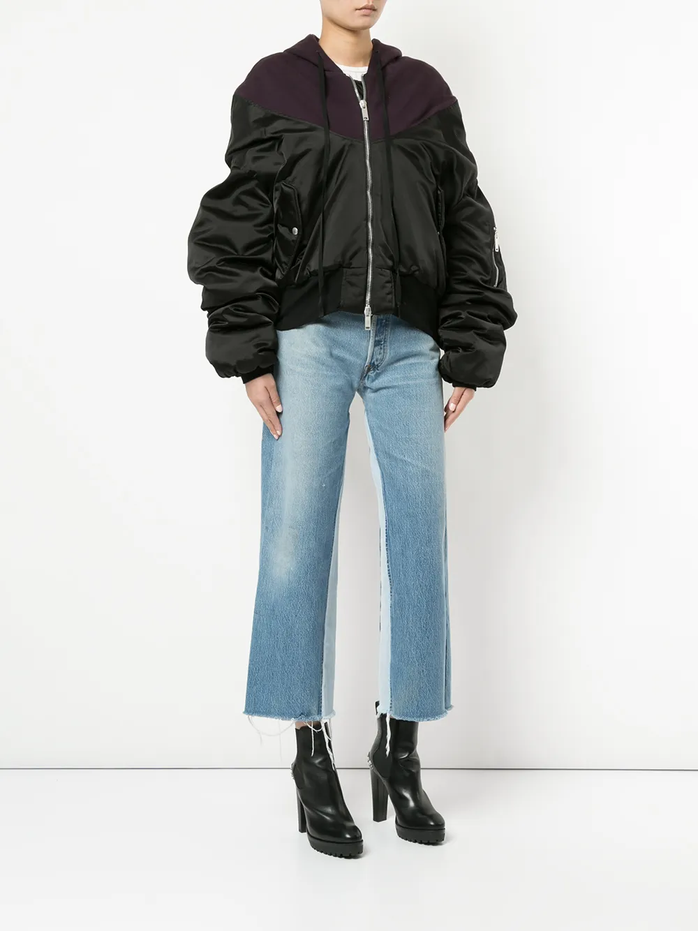  Unravel Project Oversized Hooded Bomber Jacket - Black 