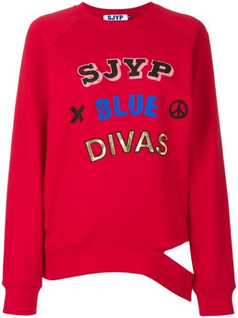 SJYP Distressed Logo Sweatshirt - Farfetch