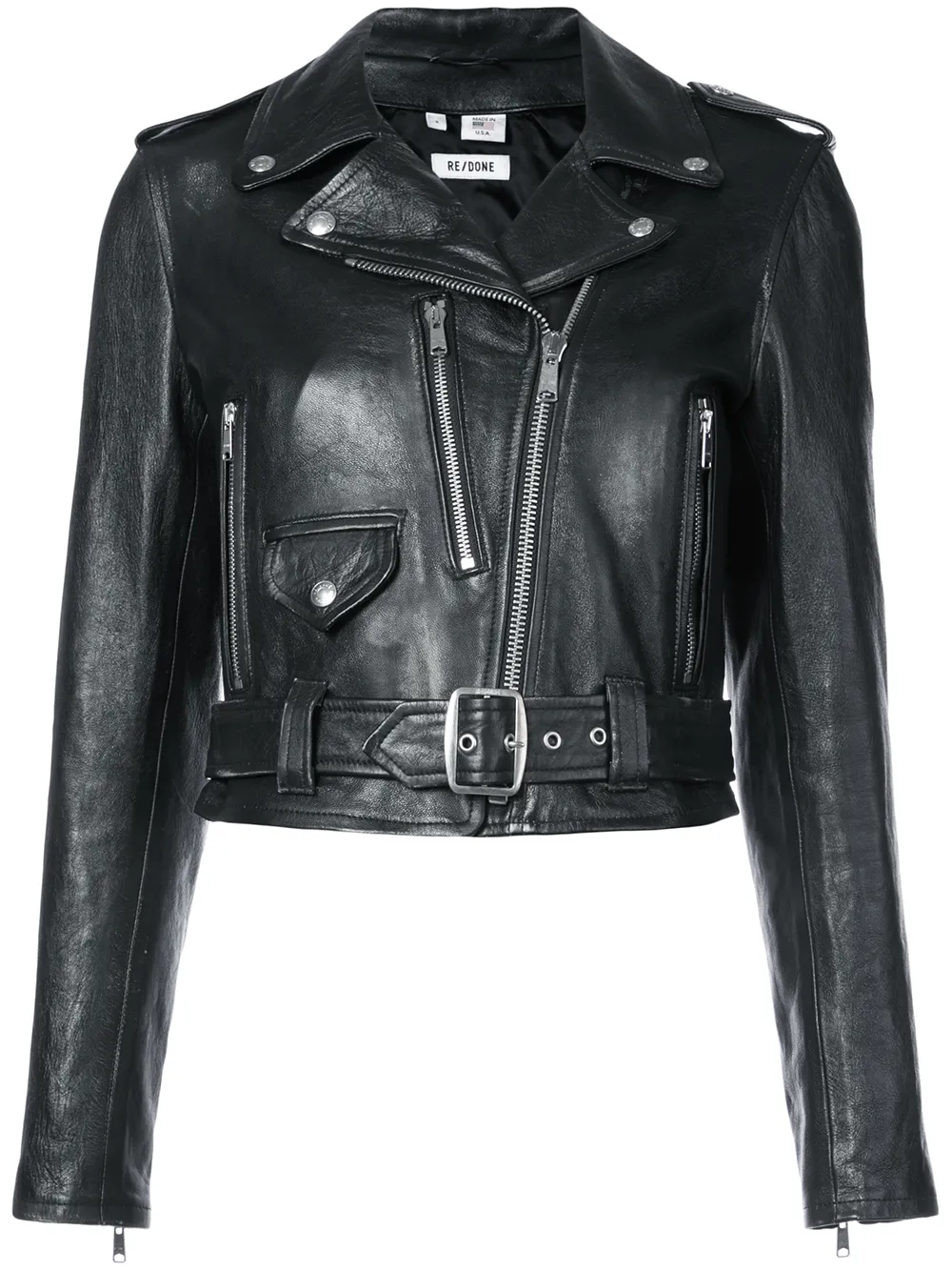 Image 1 of RE/DONE cropped biker jacket