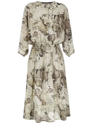 Andrea Marques Maps Print Midi Dress Farfetch Andrea Marques Maps Print Midi Dress