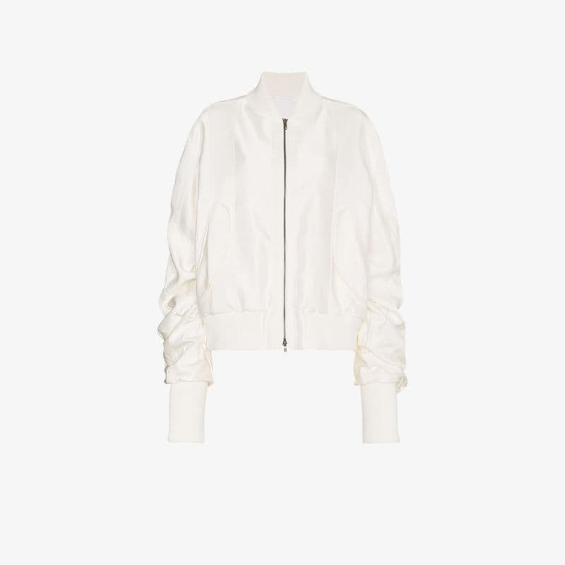 ANN DEMEULEMEESTER ANN DEMEULEMEESTER RUCHED CASHMERE COTTON-BLEND BOMBER JACKET,1801300419800212523289