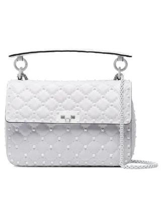 Valentino White Rockstud Spike Medium Shoulder Bag Farfetch Valentino White Rockstud Spike Medium Shoulder Bag