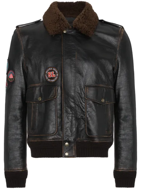 Saint Lau Leather Flight Jacket With Patches Farfetch Saint Lau Leather Flight Jacket With Patches