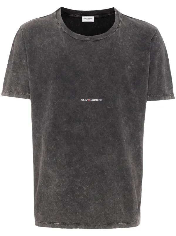 Saint Laurent logo-print distressed-effect T-shirt - Farfetch