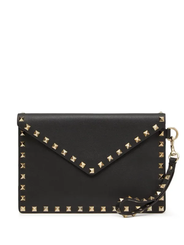 女性が喜ぶ♪ Clutch Leather Rockstud Garavani Valentino Bag Black | バッグ