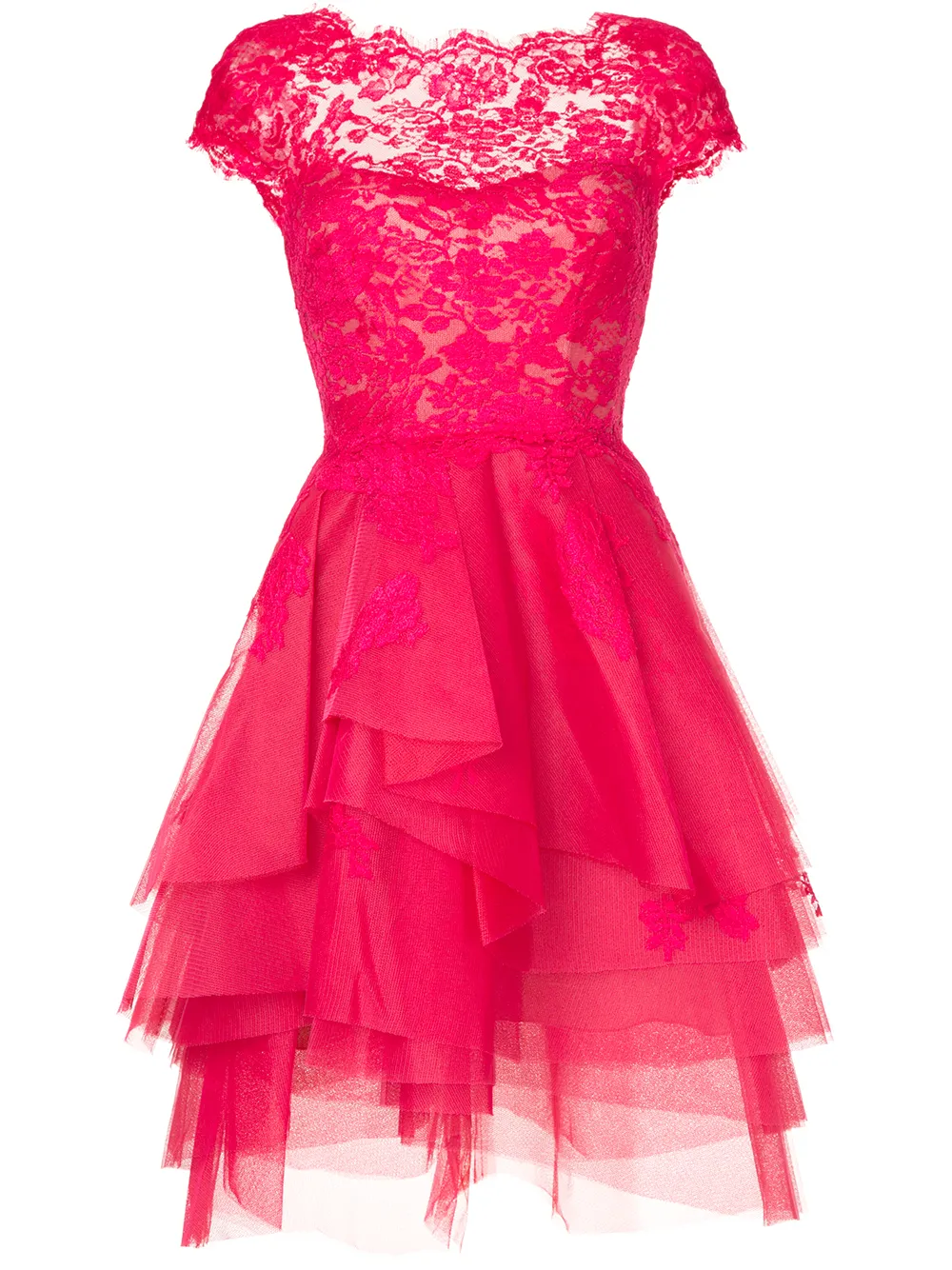 Monique Lhuillier расклешенное платье с кружевом