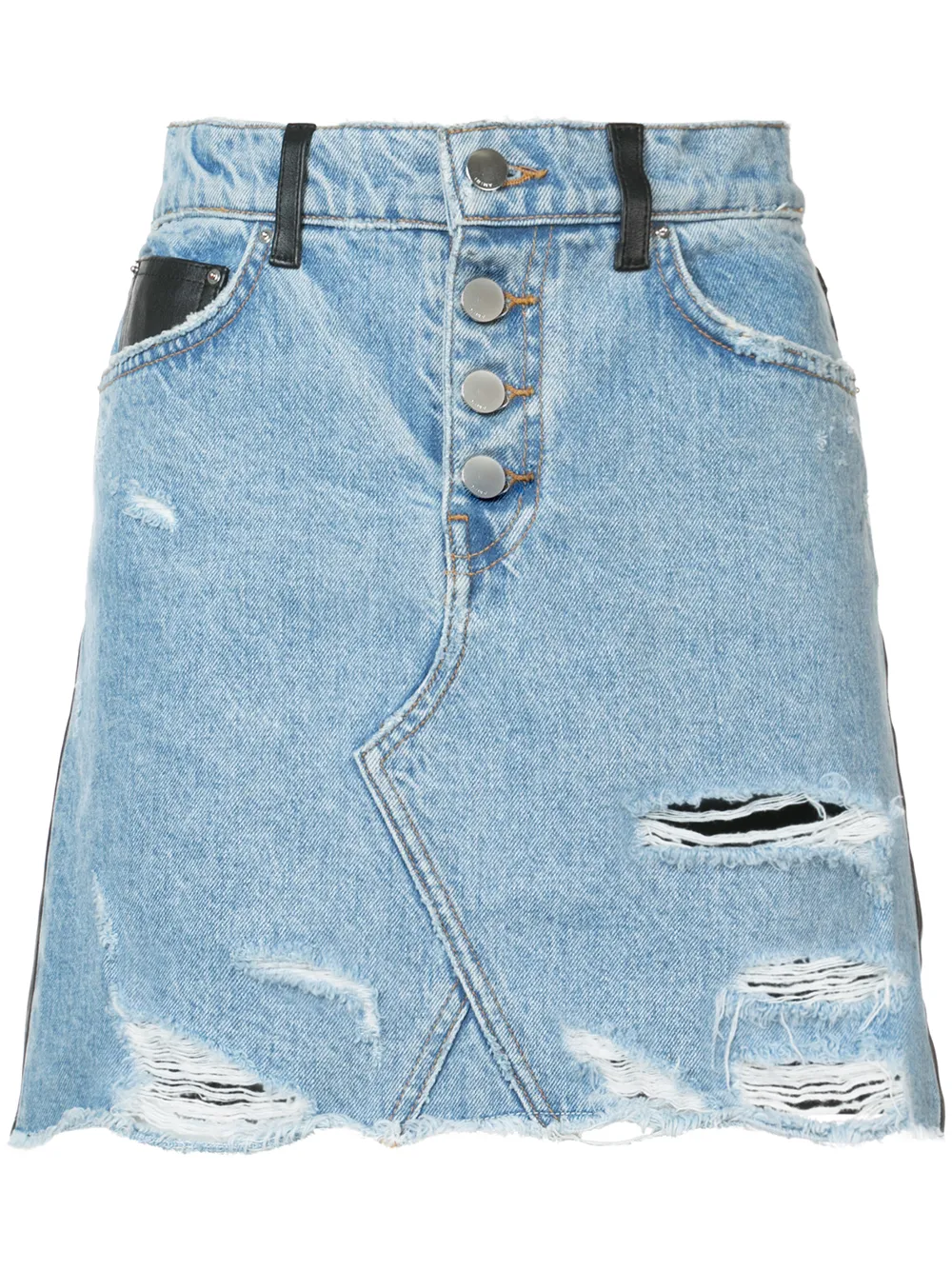 AMIRI falda vaquera y de cuero con flecos | azul | Image 1