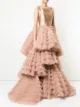 Isabel Sanchis frill-layered flared gown