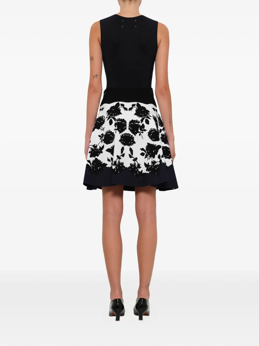  Alexander Mcqueen Floraler Rock In A Linie   Schwarz 
