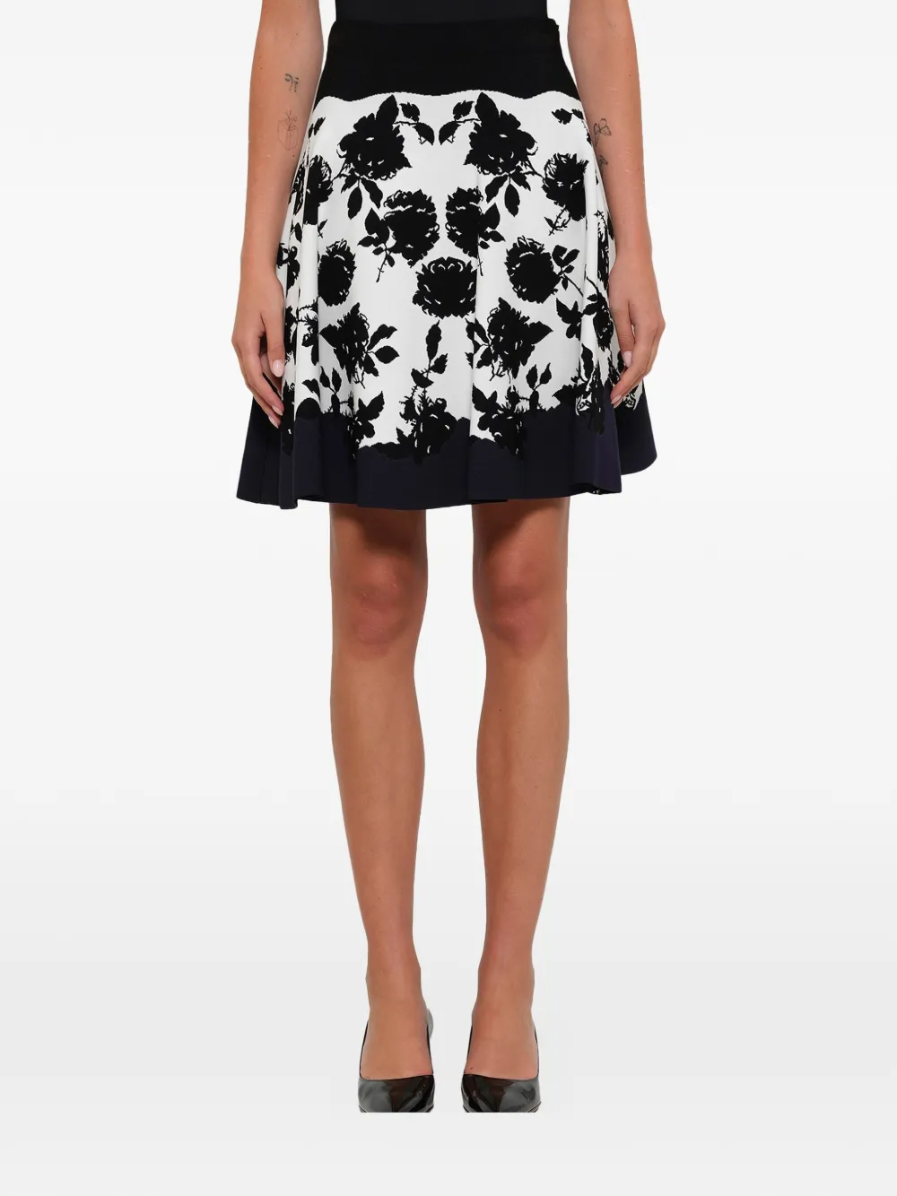 Alexander McQueen Floraler Rock in A-Linie - Schwarz