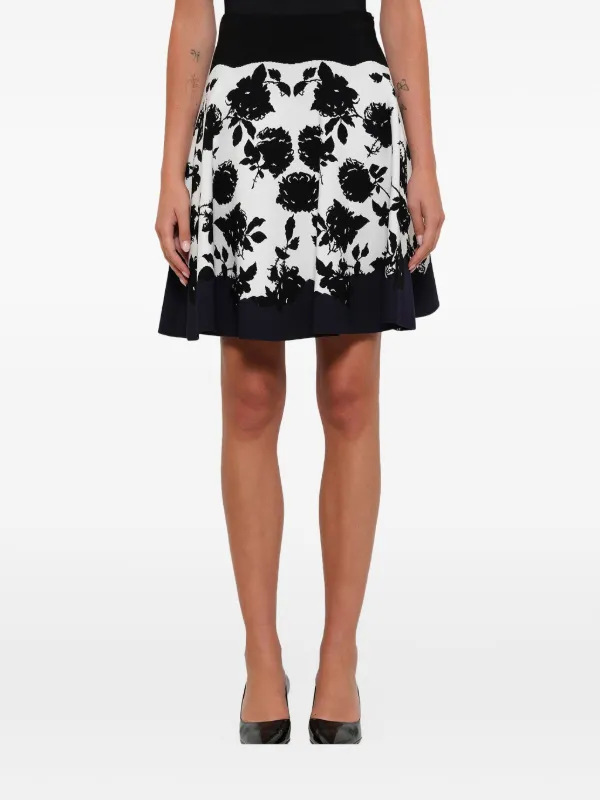 Alexander McQueen Floral A-line Skirt in Black