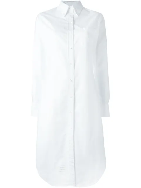Thom Browne Long Sleeve Button Down Knee Length Shirtdress In Oxford