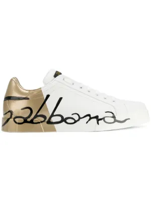 dolce and gabbana gold trainers