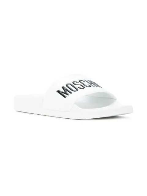 womens white moschino sliders