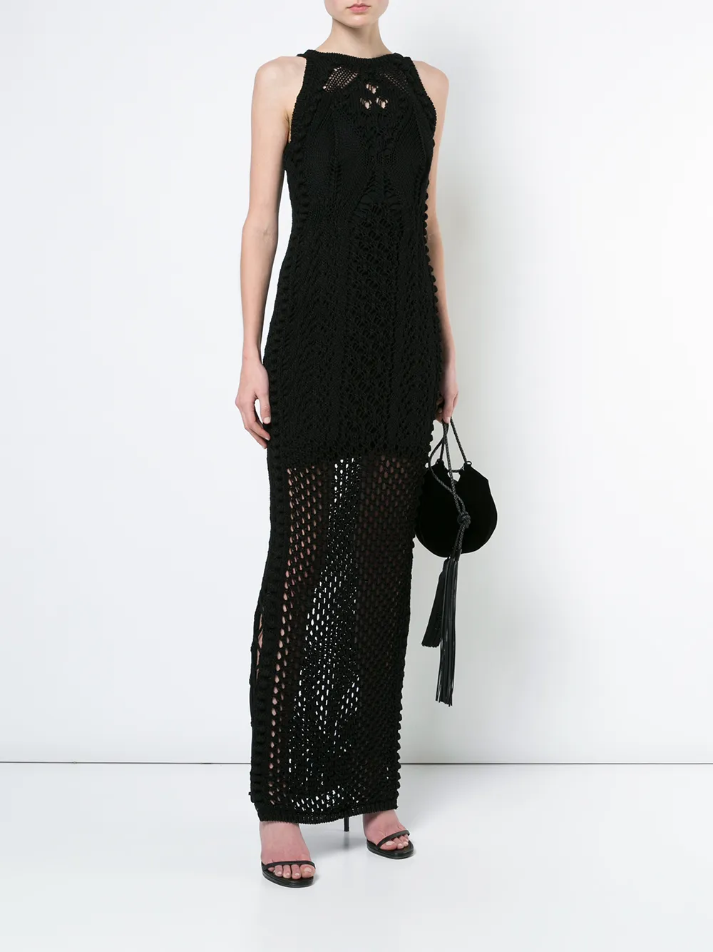 Balmain lange gestreepte jurk - Zwart