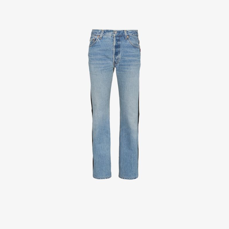 VETEMENTS VETEMENTS DENIM AND LEATHER CONTRASTING JEANS,WSS18PA612528260