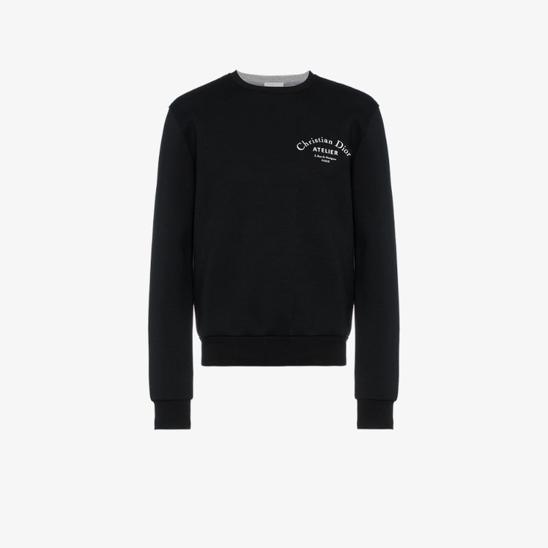 Dior Atelier Logo Print Crew Neck Sweatshirt In Black | ModeSens