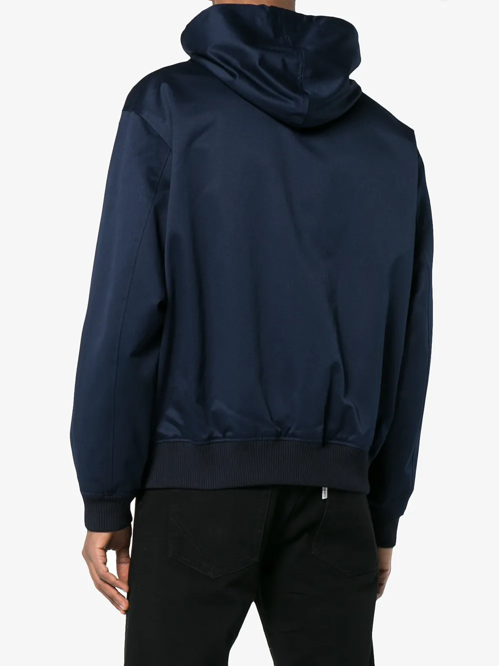 Kenzo logo panelled cotton zip-up hoodie Blauw